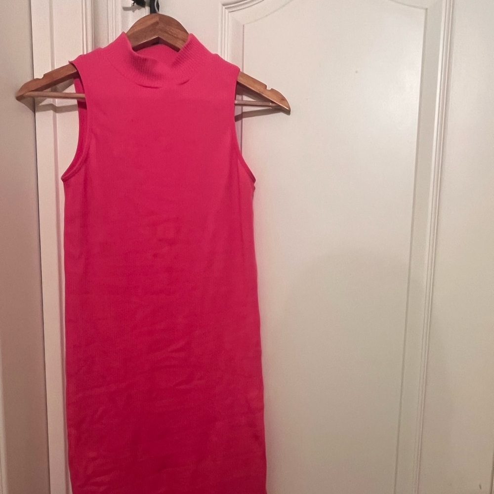Vibrant Pink Ribbed Bodycon Dress